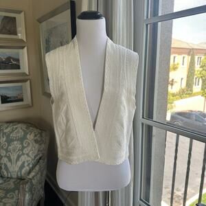 Massimo Dutti Cream Embroidered Vest Size M